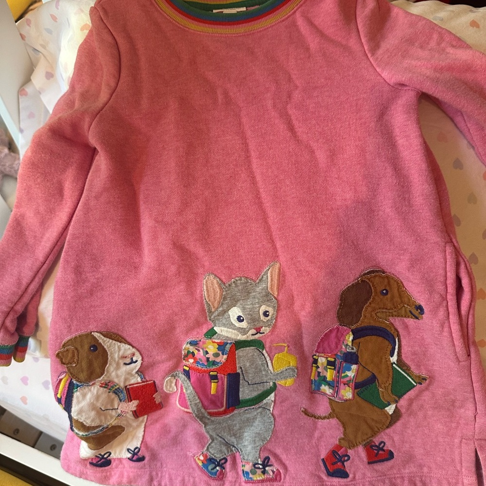 Mini Boden Pink Animal Embroidered Sweatshirt